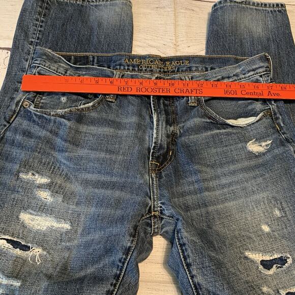 American Eagle Outfitters Mens Size 34x34 Original Straight Distressed Jeans - Picture 4 of 12